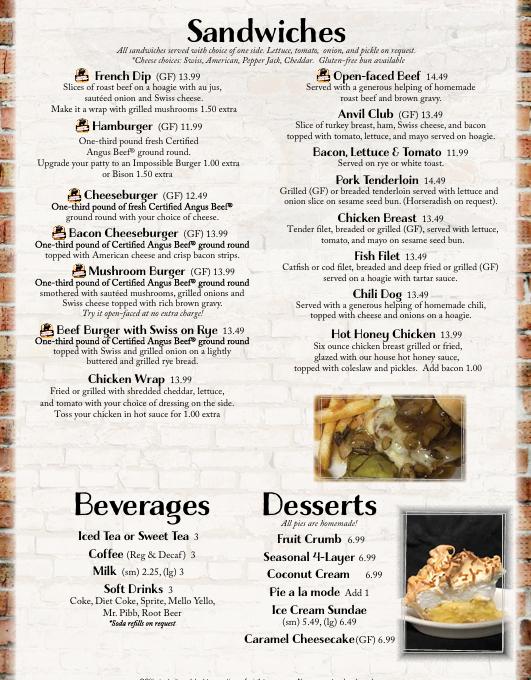 Anvil Restaurant & Saloon Menu image 3