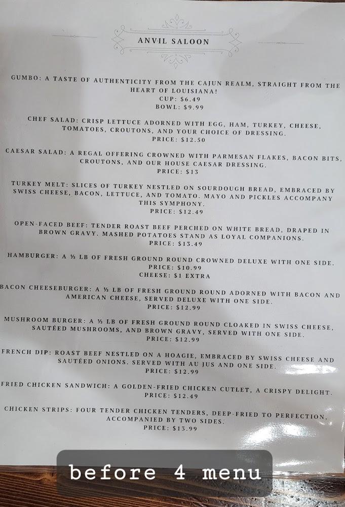 Anvil Restaurant & Saloon Menu image 4
